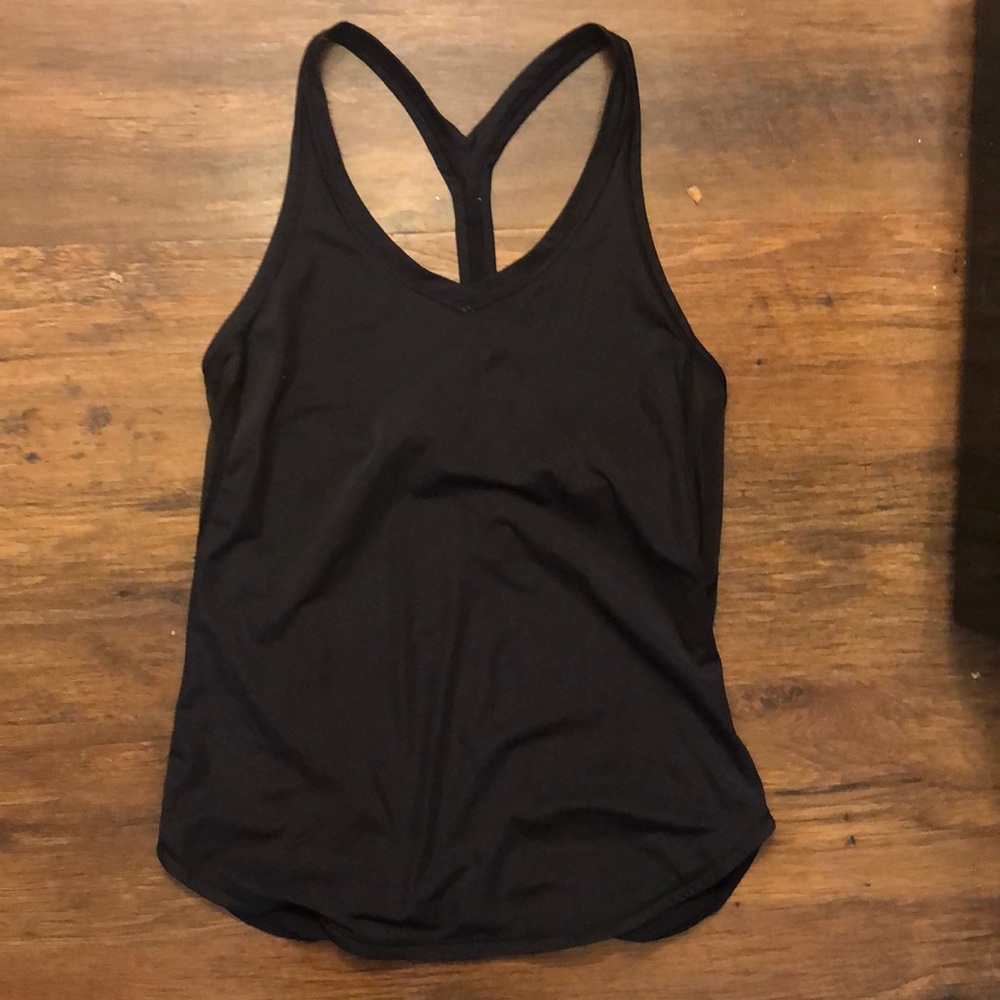 Black lululemon tank with mesh detail on sides